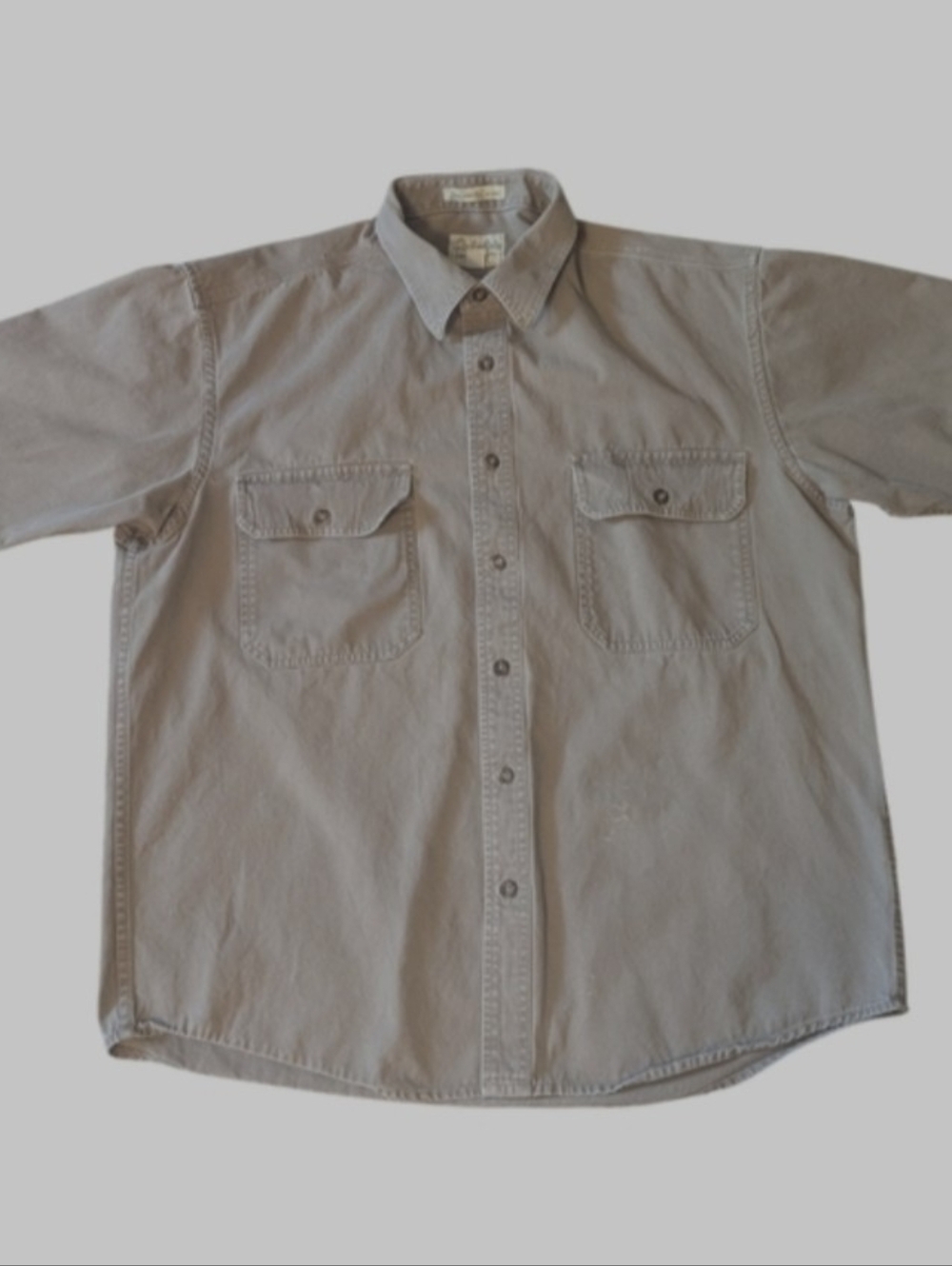 Cabela's Workwear Outdoor Tan Stonewash Canvas Roughneck Short S Shirt Men's L